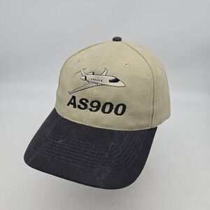 Vintage Honeywell AS900 Strapback Hat Cap Beige Jet Engines Aviation Airplane